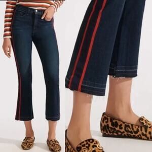 Veronica Beard | Carolyn 10" Baby Boot Indigo Tuxedo Stripe Cropped Jeans 26